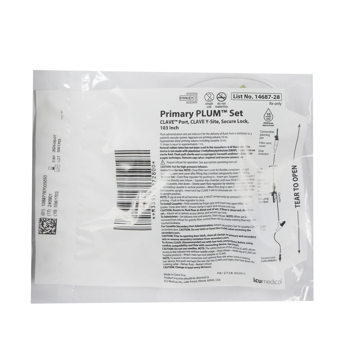Plumset™ IV Pump Set Two Ports Filter Free for Infusion Therapy - BeHope