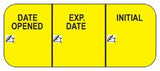 Pre-Printed / Write On Label Indeed Auxiliary Label Yellow Paper Date Opened Exp. Date Initial Black Quality Control Label 5/8 X 1-1/2 Inch - BeHope