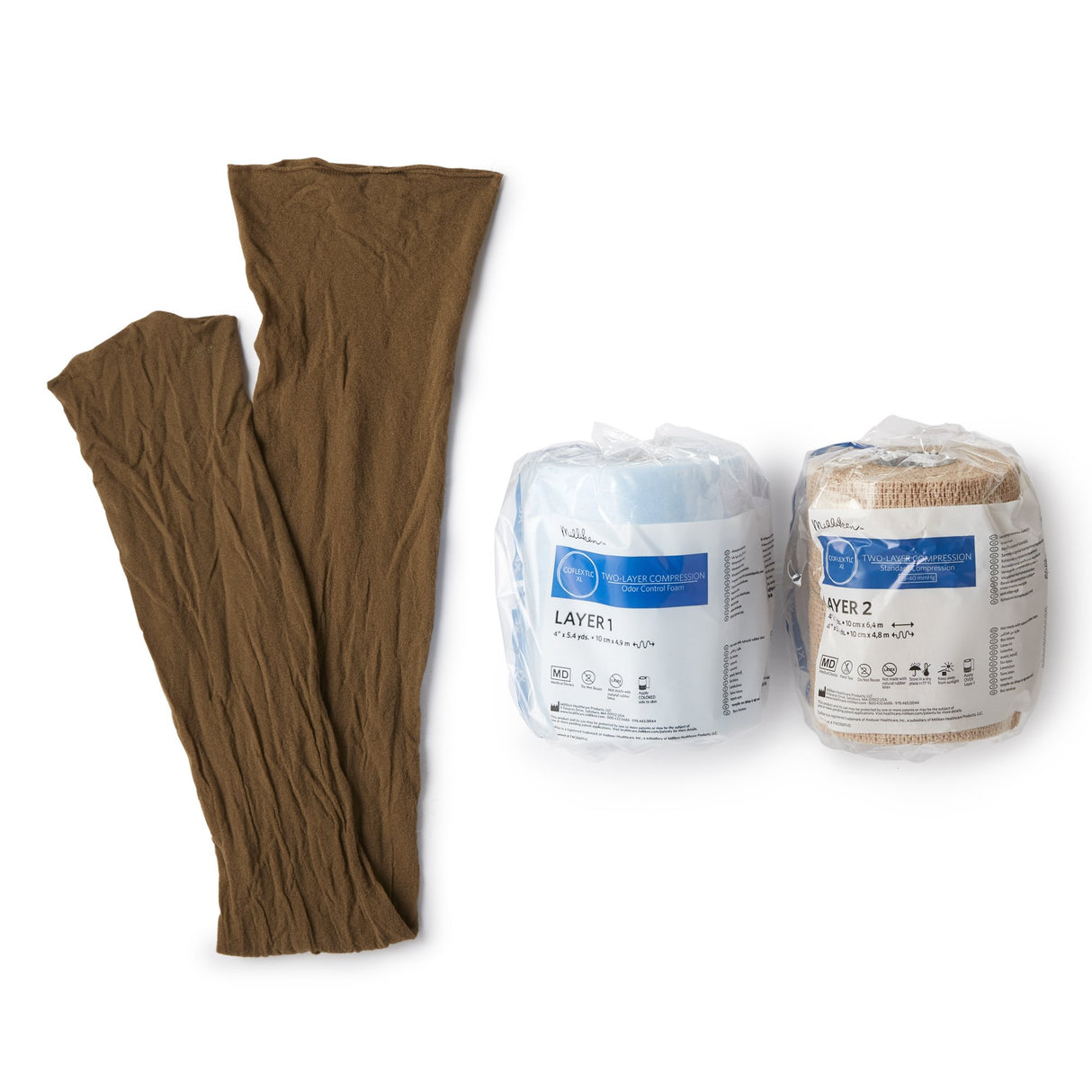 2 Layer Compression Bandage System CoFlex® TLC XL with Indicators 4 Inch X 5-2/5 Yard / 4 Inch X 7 Yard Self-Adherent / Pull On Closure Tan NonSterile 35 to 40 mmHg - BeHope