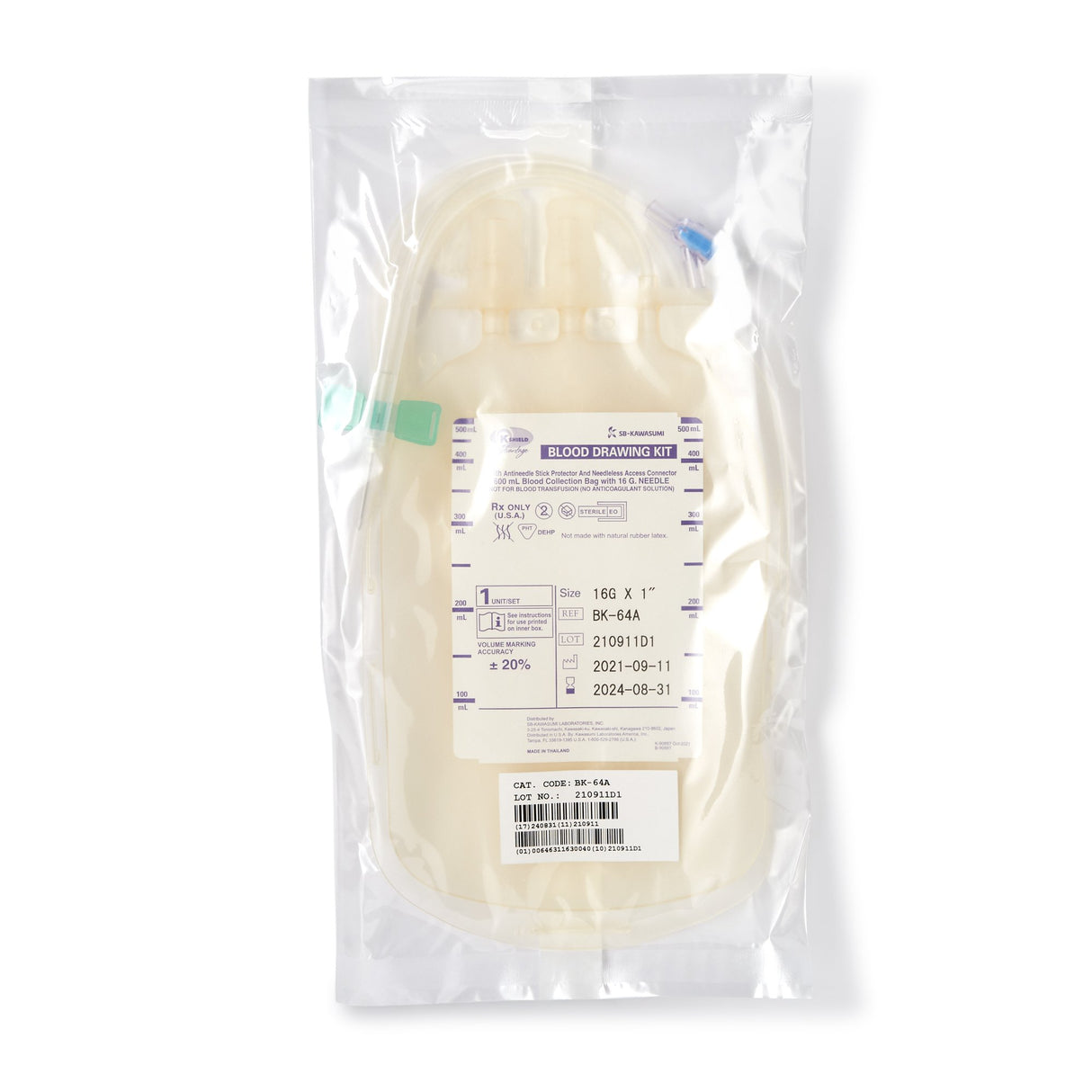 Blood Draw Kit K-Shield® Advantage 600 mL Blood Collection Bag - BeHope