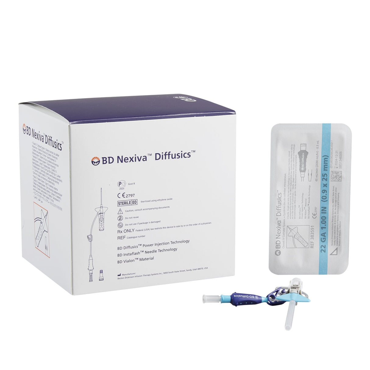 Closed IV Catheter Nexiva™ Diffusics™ Vialon Power Injectable Blood Control - BeHope