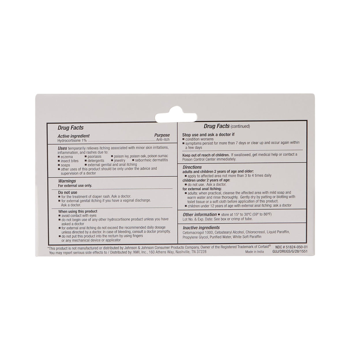 Itch Relief CareALL® 1% Strength Cream 1 oz. Tube - BeHope
