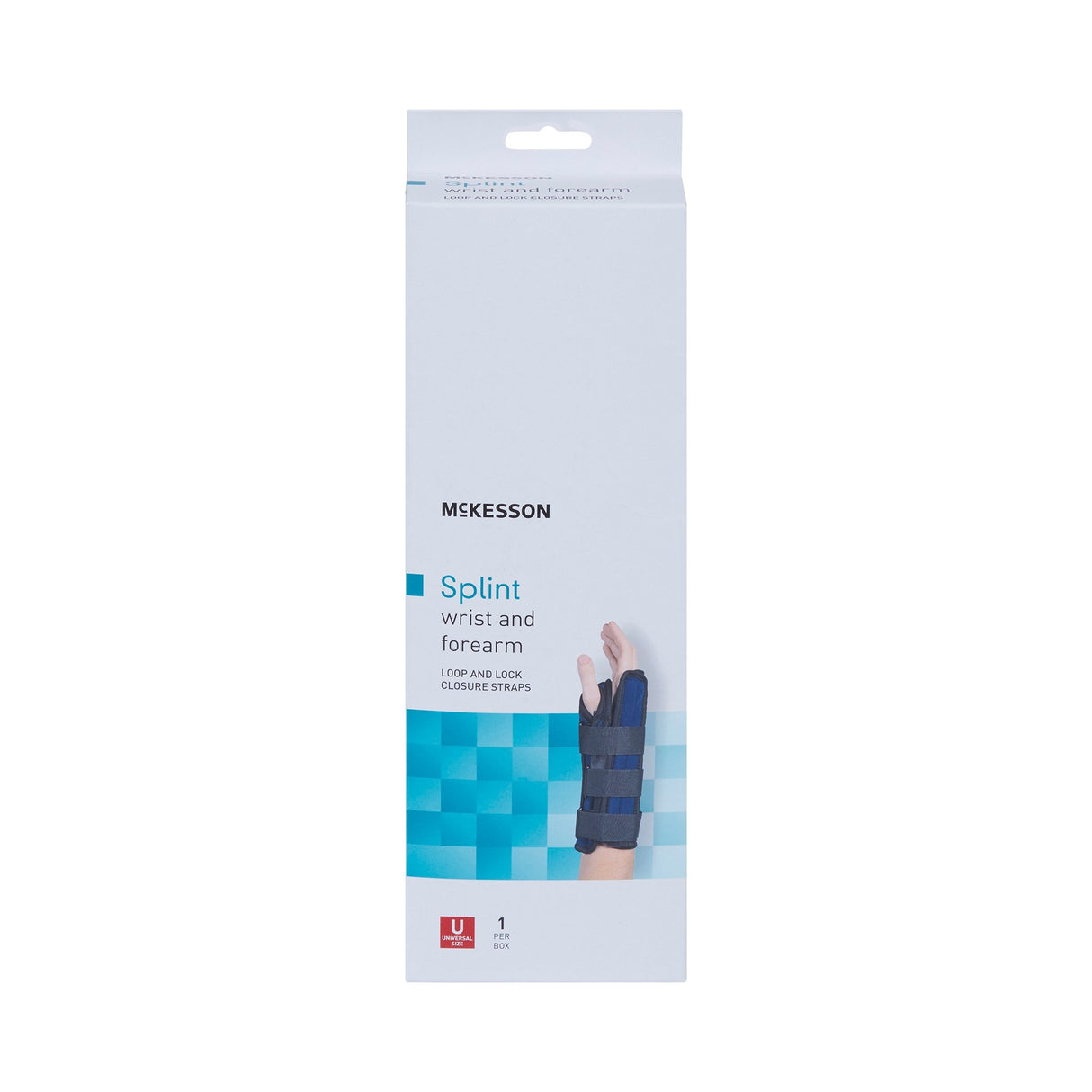 Wrist / Forearm Brace McKesson Aluminum / Nylon / Foam / Flannelette Left Hand Black / Blue One Size Fits Most - BeHope