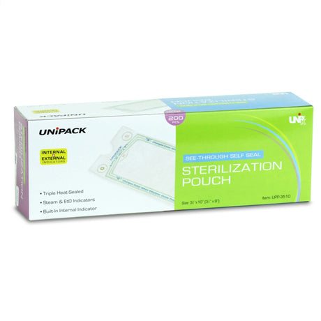 Sterilization Pouch UniPack Ethylene Oxide (EO) Gas / Steam 10 X 15 Inch Transparent Blue / White Self Seal Paper / Film - BeHope