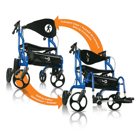 Hugo Navigator Side-Folding Rolling Walker & Transport Chair -BeHope