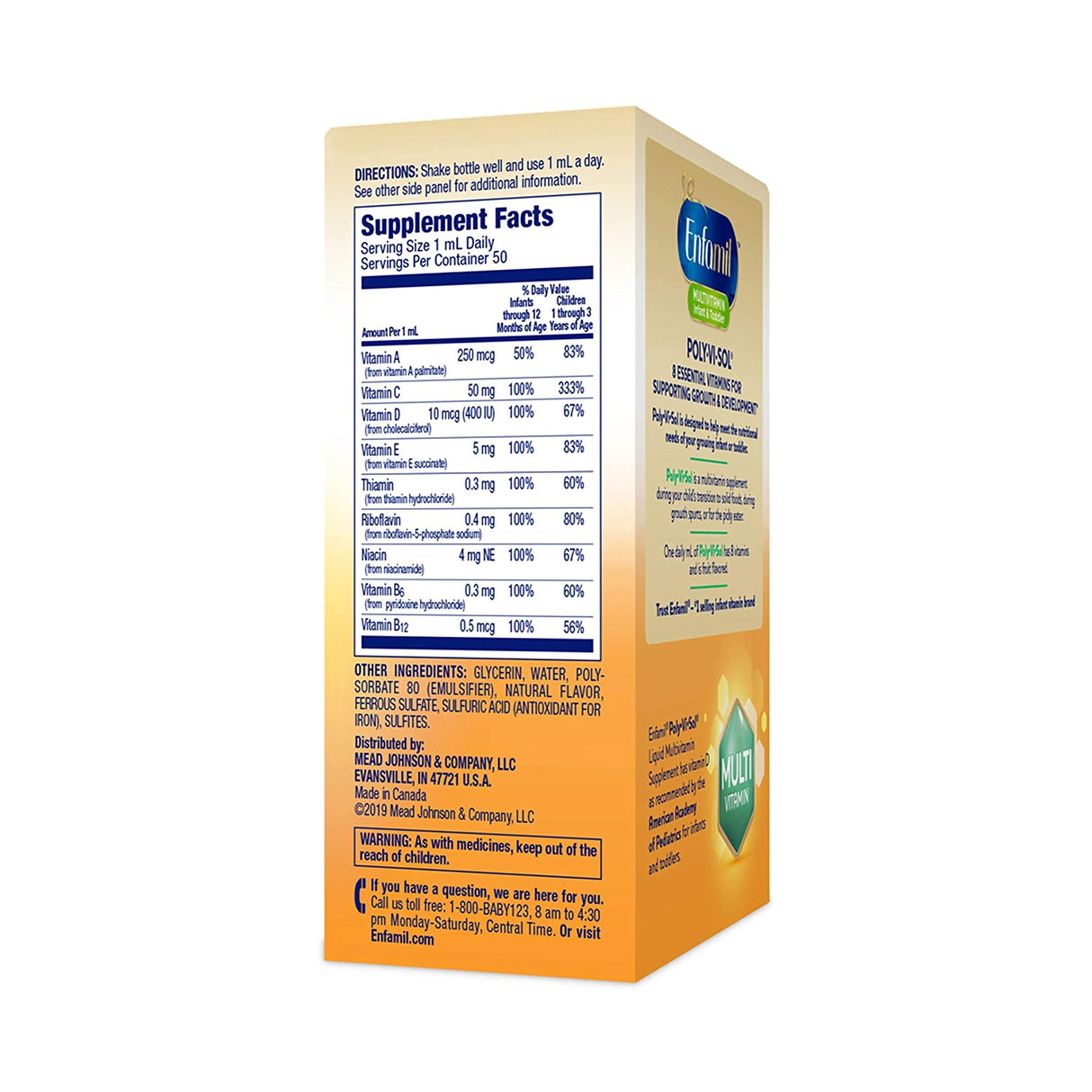 Pediatric Multivitamin Supplement Poly·Vi·Sol® Vitamin A 1,500 IU Strength Oral Drops 1.67 oz. Unflavored - BeHope
