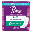 Bladder Control Pad Poise Fresh Protection 9.33 Inch Length Light Absorbency Polymer Core One Size Fits Most - BeHope