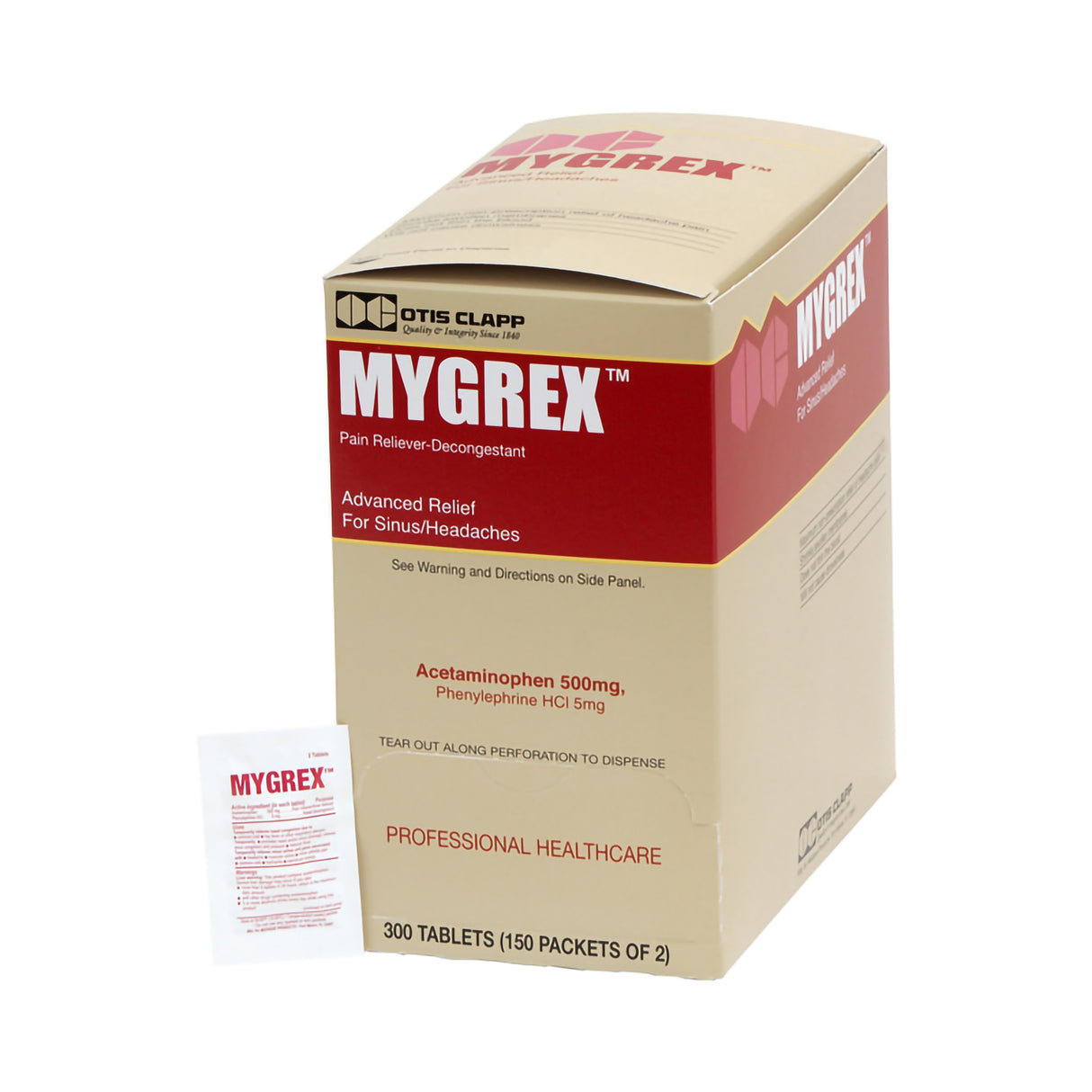 Cold and Sinus Relief Mygrex™ 500 mg - 5 mg Strength Tablet 300 per Box - BeHope