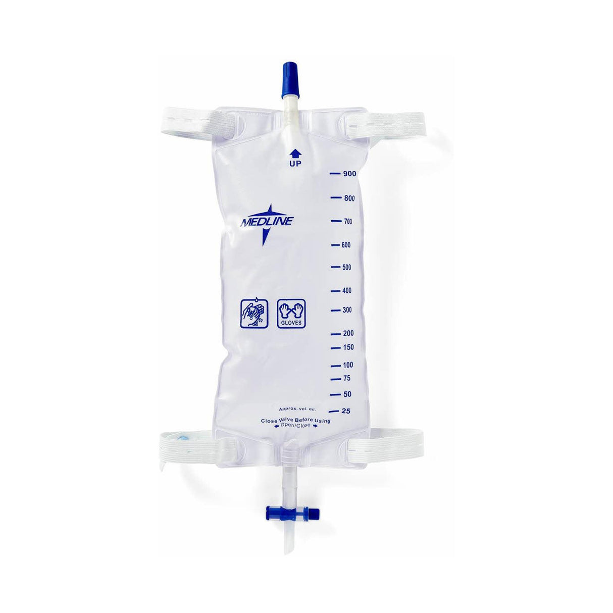Urinary Leg Bag Medline® Anti-Reflux Valve Sterile 1,100 mL Vinyl / Flocked - BeHope