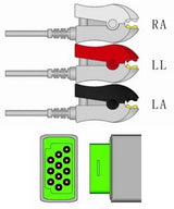 ECG Cable Sage Services 11-Pin Connector Monitor Side, 3 Lead, Grabber, 3.0m - BeHope
