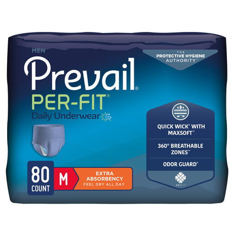 Male Adult Absorbent Underwear Prevail Per-Fit Pull On with Tear Away Seams Medium Disposable Moderate Absorbency