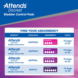 Bladder Control Pad Attends® Discreet 10-1/2 Inch Length Moderate Absorbency Polymer Core One Size Fits Most - BeHope