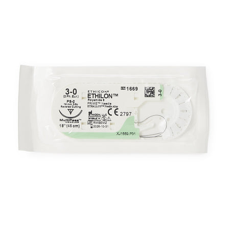 Nonabsorbable Suture with Needle Ethilon™ Nylon PS-2 3/8 Circle Precision Reverse Cutting Needle Size 3-0 Monofilament - BeHope