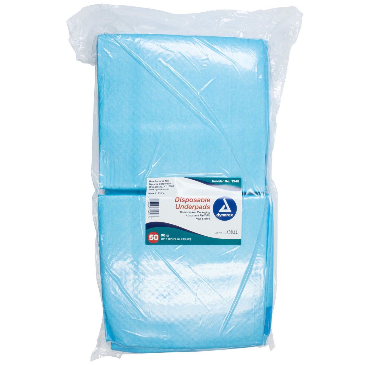 Disposable Underpad Dynarex 30 X 36 Inch Fluff / Polymer Heavy Absorbency