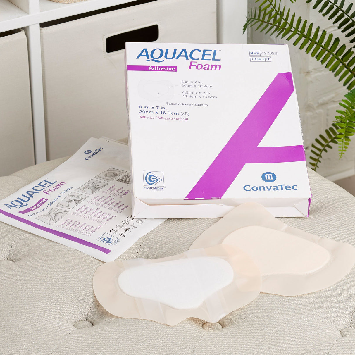 Foam Dressing Aquacel® 7 X 8 Inch With Border Waterproof Film Backing Silicone Adhesive Sacral Sterile - BeHope