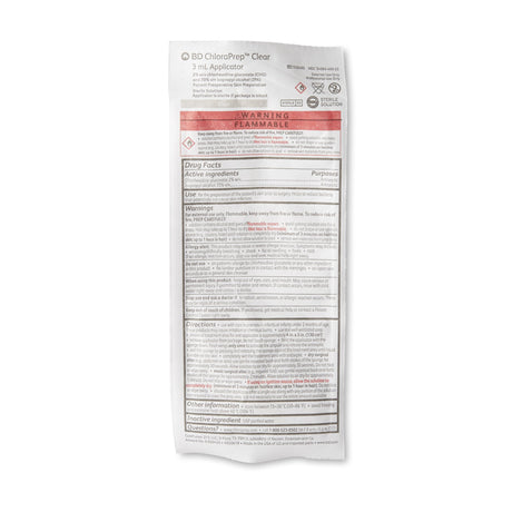 Skin Prep Solution ChloraPrep™ Clear 3 mL Foam Applicator 2% / 70% Strength CHG (Chlorhexidine Gluconate) / Isopropyl Alcohol Sterile - BeHope