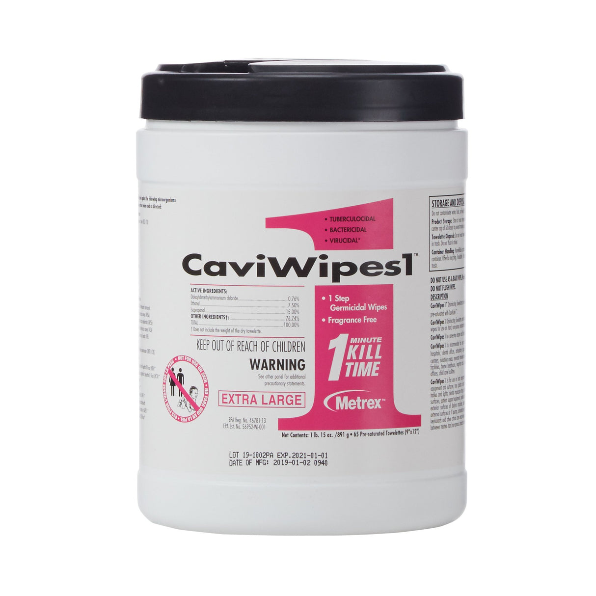 Surface Disinfectant CaviWipes1™ Premoistened Alcohol Based Manual Pull Wipe 65 Count Canister Alcohol Scent NonSterile - BeHope