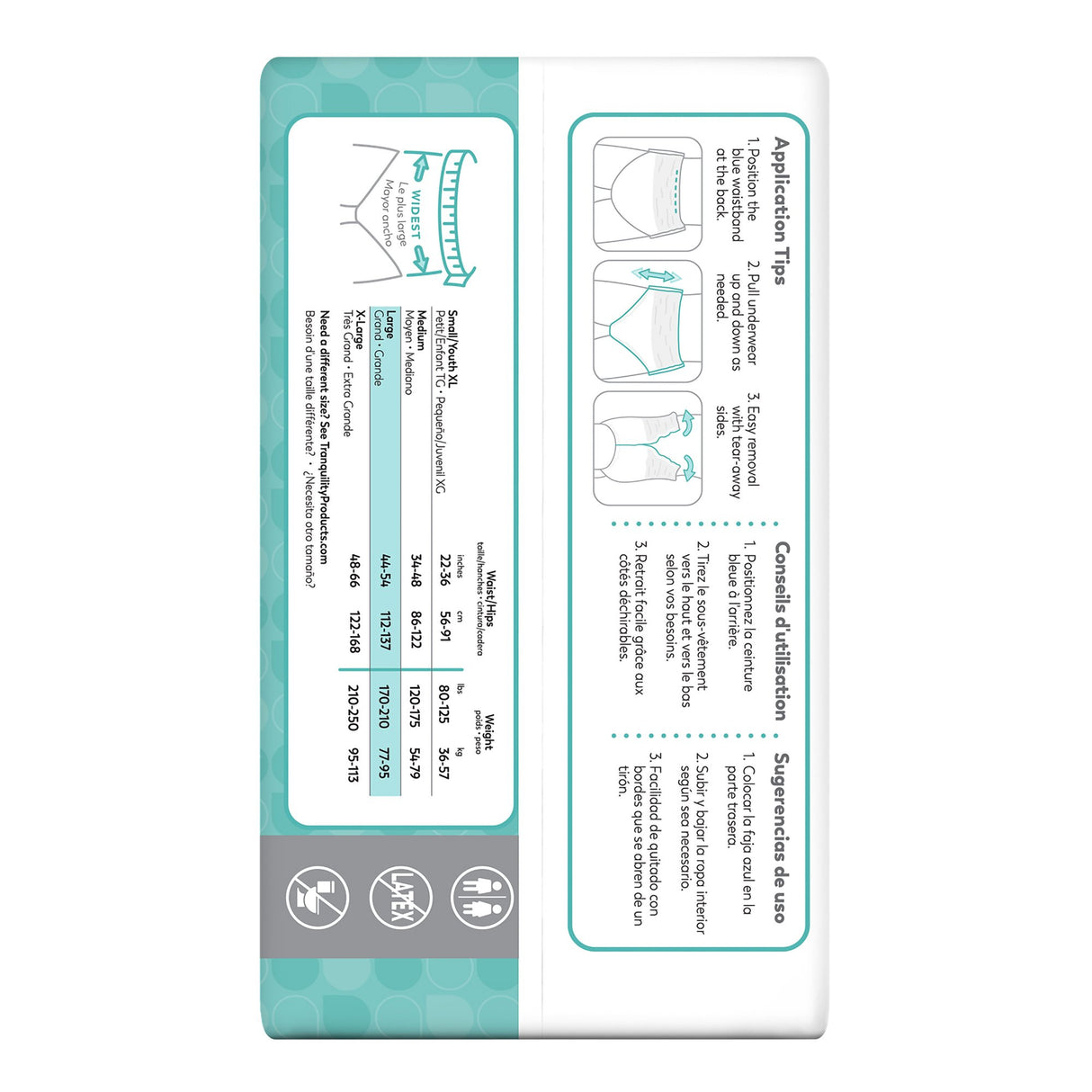 Unisex Adult Absorbent Underwear Tranquility Essential Pull On with Tear Away Seams Large Disposable Heavy Absorbency