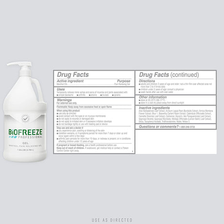 Topical Pain Relief Biofreeze® Professional 5% Strength Menthol Topical Gel 1 gal. - BeHope