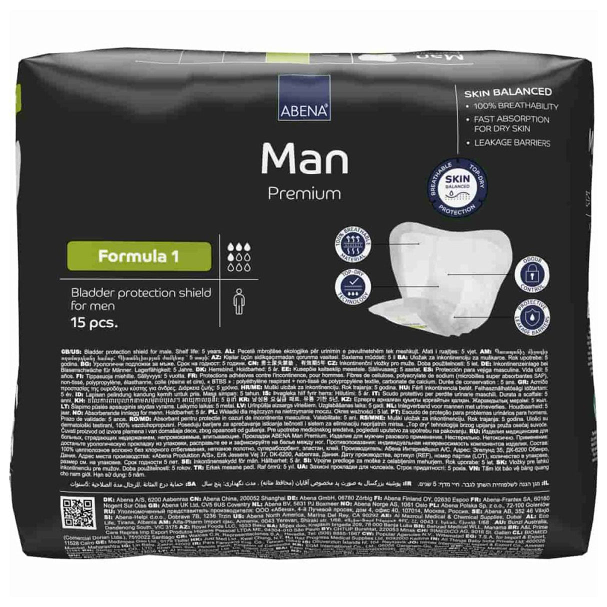 Bladder Control Pad Abena® Premium Man 9 X 11.4 Inch Moderate Absorbency Fluff / Polymer Core Size 1 - BeHope