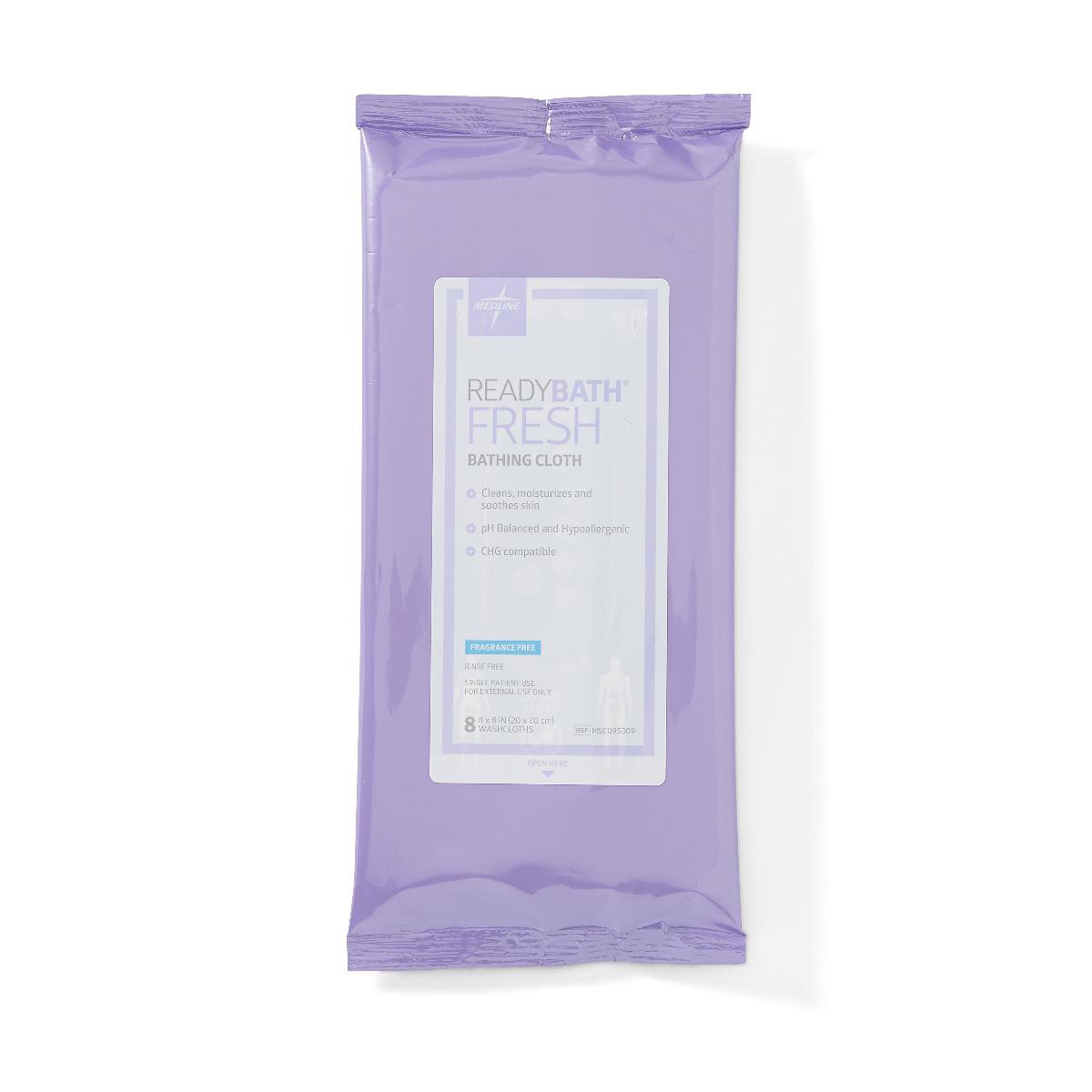Rinse-Free Bath Wipe ReadyBath® Fresh Soft Pack Unscented 8 Count - BeHope