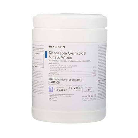 Surface Disinfectant McKesson Premoistened Manual Pull Wipe 65 Count Canister Alcohol Scent NonSterile - BeHope