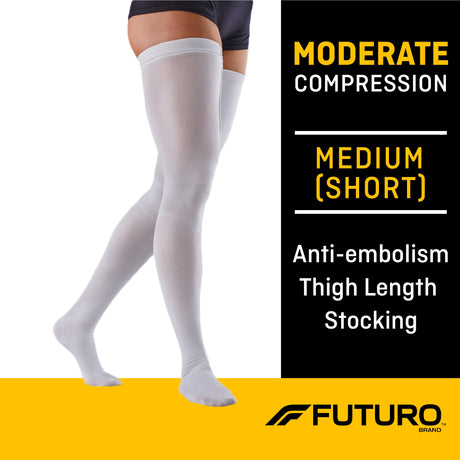 Anti-embolism Stocking 3M™ Futuro™ Thigh High Medium / Short White Closed Toe