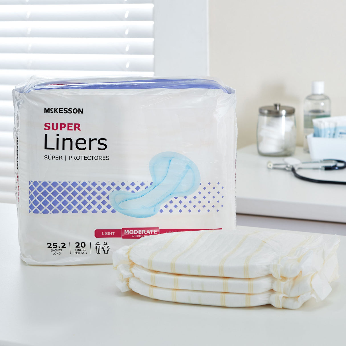 Incontinence Liner McKesson Super 25-1/5 Inch Length Moderate Absorbency Polymer Core One Size Fits Most - BeHope