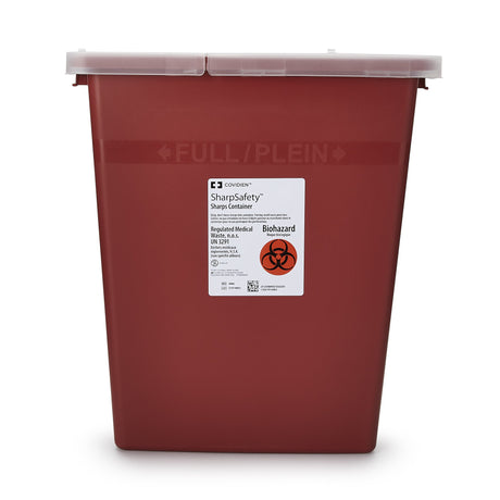 Sharps Container SharpSafety™ Red Base 17-1/2 H X 15-1/2 W X 11 D Inch Vertical Entry 8 Gallon - BeHope