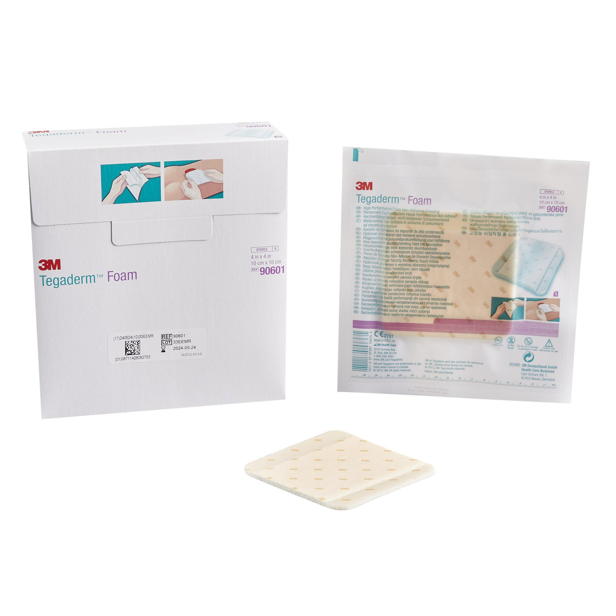 Foam Dressing 3M Tegaderm High Performance 4 X 4 Inch Without Border Film Backing Nonadhesive Square Sterile