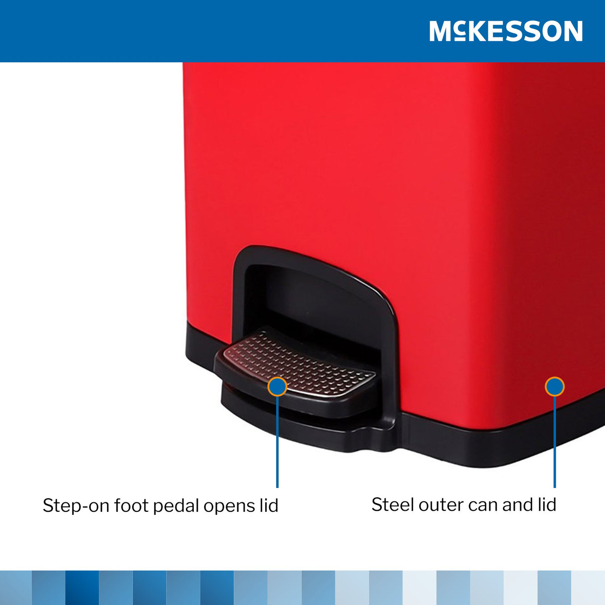 Trash Can McKesson 20 Quart / 5 gal. Red Metal Square - BeHope