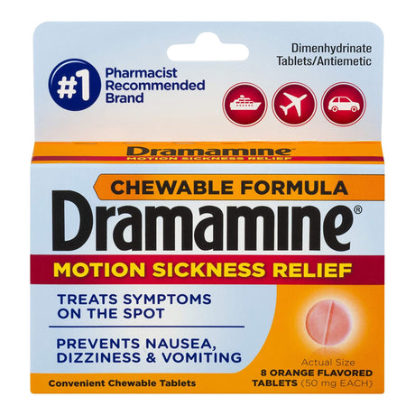 Nausea Relief Dramamine® Chewable Tablets Orange Flavor - BeHope
