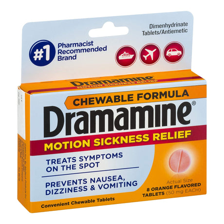 Nausea Relief Dramamine® Chewable Tablets Orange Flavor - BeHope