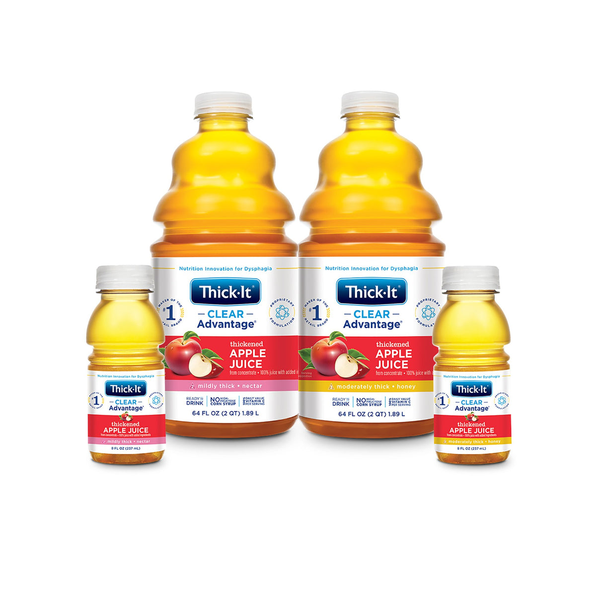 Thickened Beverage Thick-It® Clear Advantage® 8 oz. Bottle Apple Flavor Liquid IDDSI Level 2 Mildly Thick - BeHope