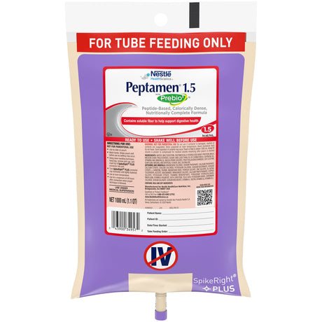 Tube Feeding Formula Peptamen® 1.5 with Prebio 1™ Vanilla Flavor Liquid 1000 mL Ready to Hang Prefilled Container - BeHope