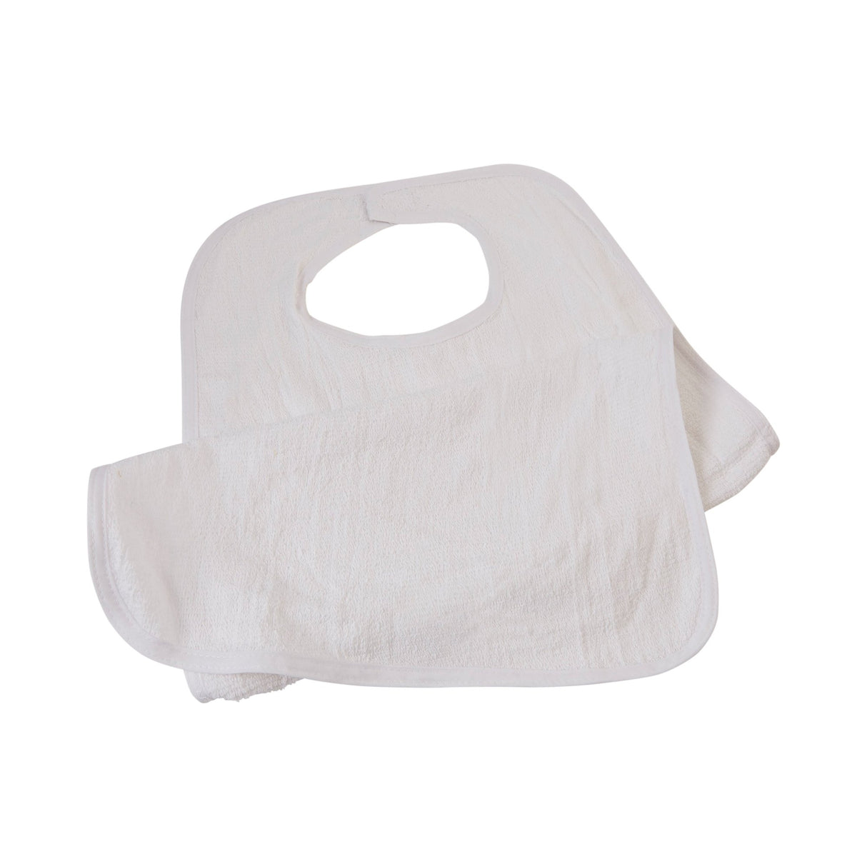 Bib Hook and Loop Closure Reusable Terry Cloth White - BeHope