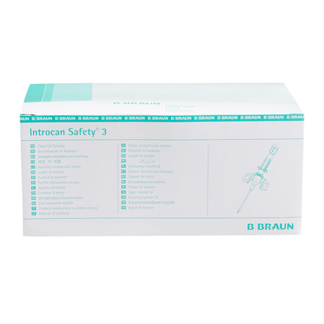 Closed IV Catheter Introcan Safety® 3 24 Gauge 3/4 Inch Polyurethane Winged Hub Blood Control Passive Safety - BeHope