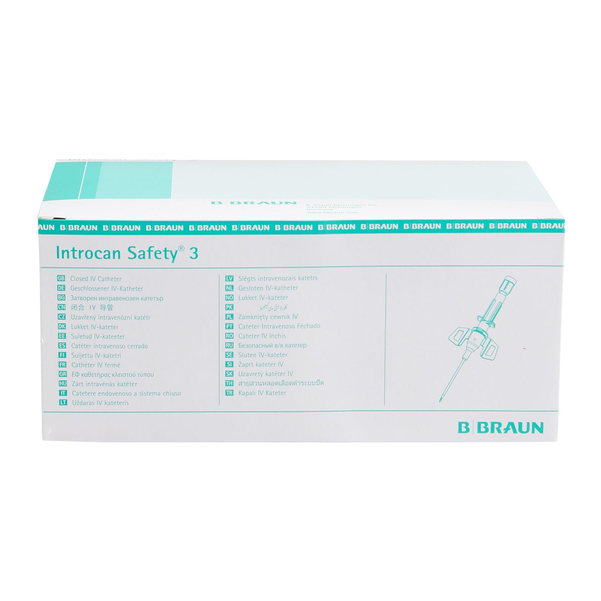 Closed IV Catheter Introcan Safety® 3 22 Gauge 1 Inch Polyurethane Winged Hub Blood Control Passive Safety - BeHope