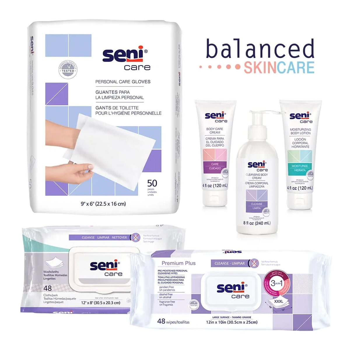 Wash Glove Seni Care 6 X 9 Inch White Disposable