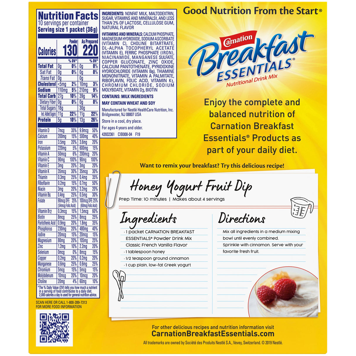 Oral Supplement Carnation Breakfast Essentials® French Vanilla Flavor Powder 1.26 oz. Individual Packet - BeHope