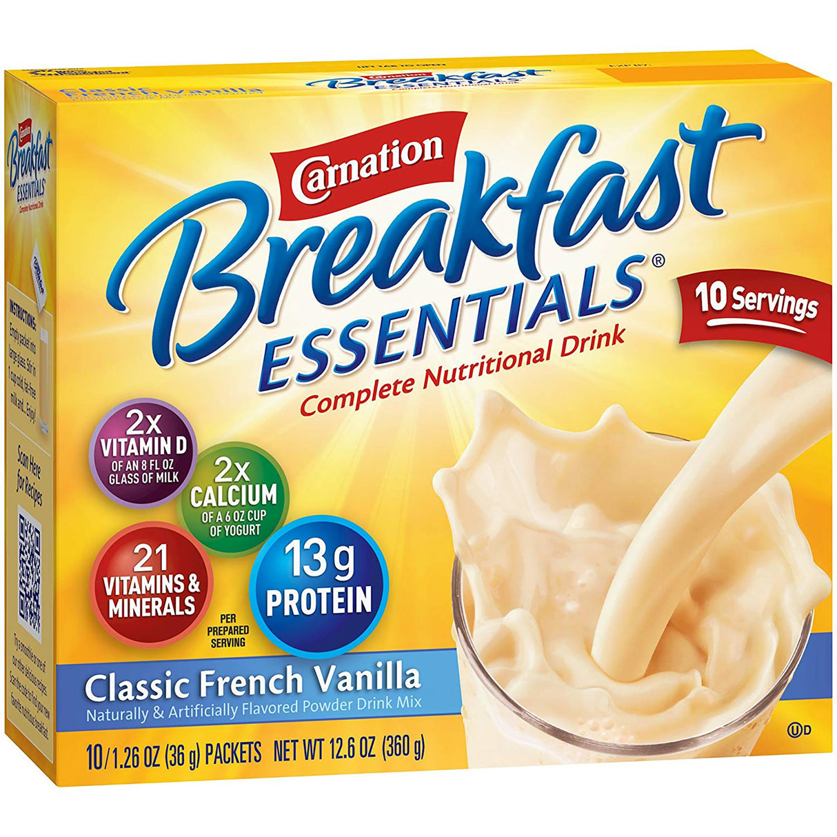 Oral Supplement Carnation Breakfast Essentials® French Vanilla Flavor Powder 1.26 oz. Individual Packet - BeHope