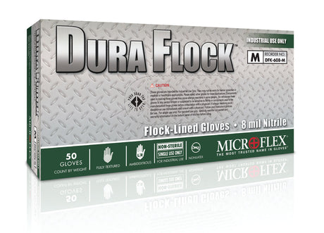 Utility Glove Microflex® Dura Flock® Large Flock Lined Nitrile Green 10.6 Inch Beaded Cuff NonSterile - BeHope