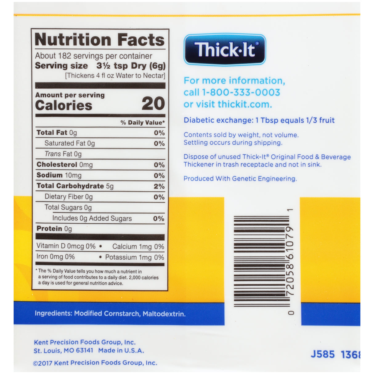 Food and Beverage Thickener Thick-It® Original 36 oz. Canister Unflavored Powder IDDSI Level 0 Thin - BeHope