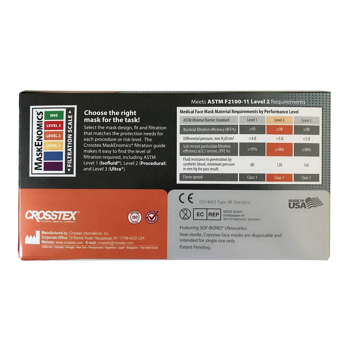 Procedure Mask Crosstex® ASTM Level 2 Earloops One Size Fits Most - BeHope