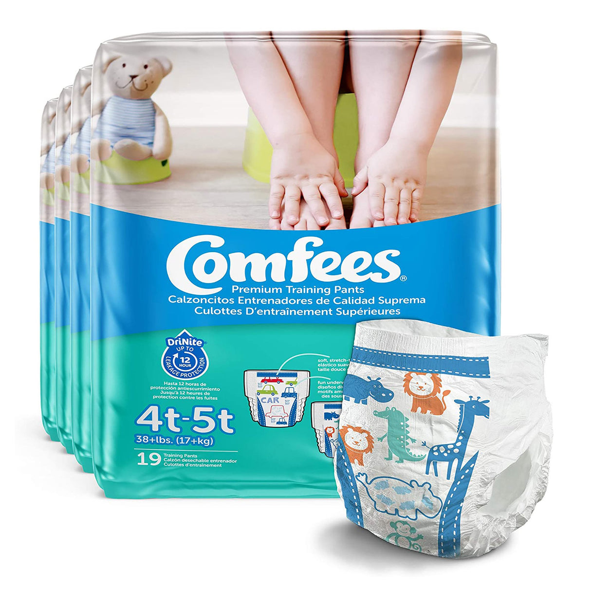 Male Toddler Training Pants Comfees® Pull On with Tear Away Seams Size 4T to 5T Disposable Moderate Absorbency - BeHope