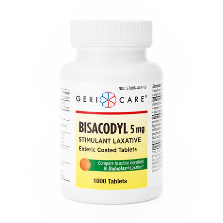 Laxative Geri-Care® Unflavored Tablet 1,000 per Bottle 5 mg Strength Bisacodyl USP - BeHope
