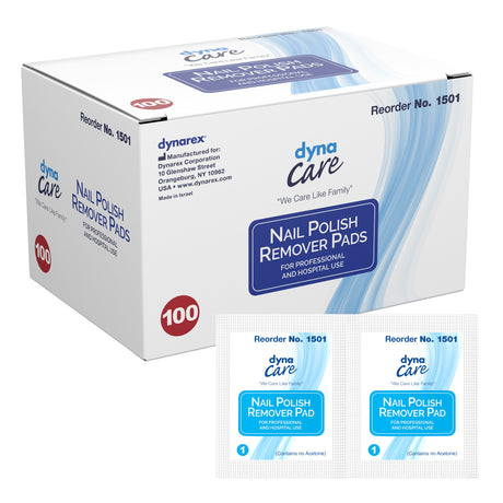 Nail Polish Remover Pad Dynacare Gentle Acetone Free Individually Wrapped - BeHope