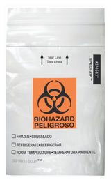 Specimen Transport Bag Minigrip™ Speci-zip™ Double Pocket Zip Closure Biohazard Bilingual - BeHope