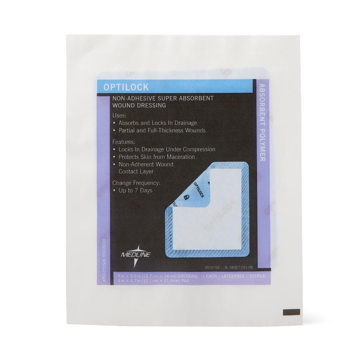 Super Absorbent Dressing Optilockâ® 5 X 5-1/2 Inch Rectangle