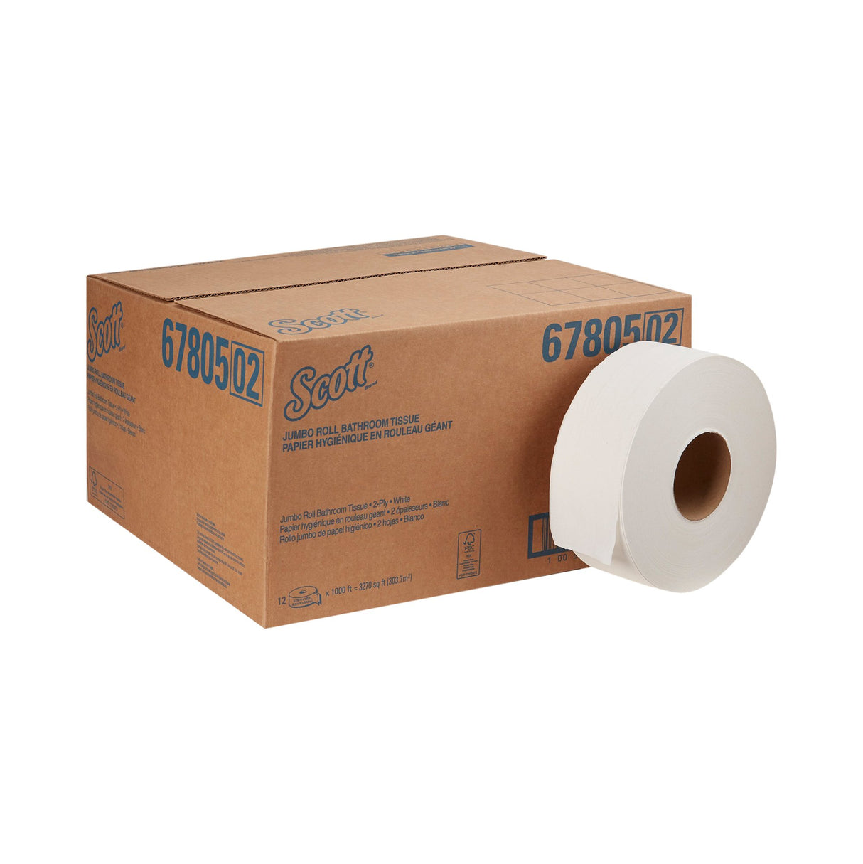 Toilet Tissue Scott® Essential 100% Recycled Fiber JRT White 2-Ply Jumbo Size Cored Roll Continuous Sheet 3-11/20 Inch X 1000 Foot - BeHope